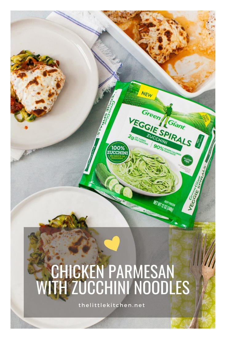 Chicken Parmesan with Zucchini Noodles from thelittlekitchen.net