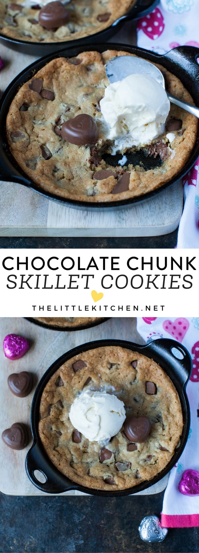 Chocolate Chunk Skillet Cookies from thelittlekitchen.net