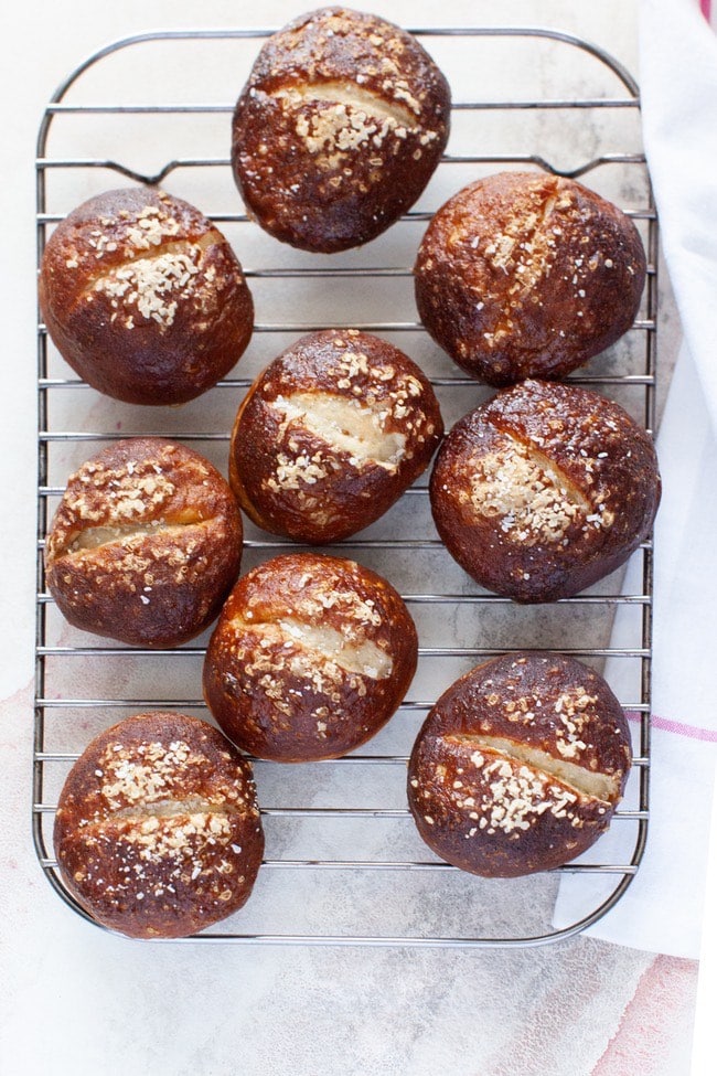 Pretzel Slider Rolls from thelittlekitchen.net