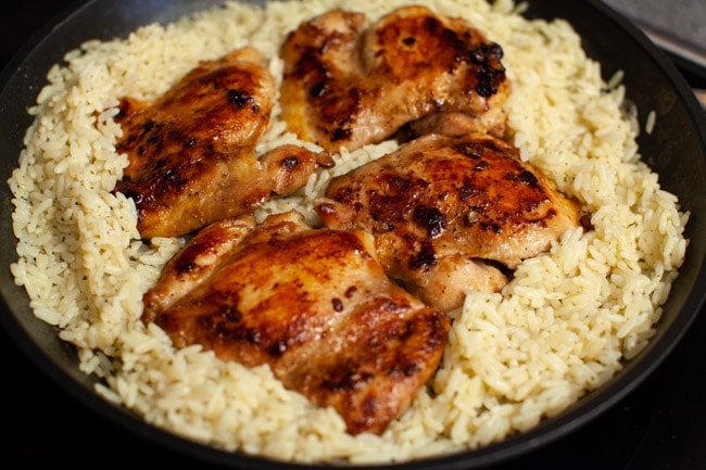 One Pot Soy-Glazed Chicken with Cilantro Lime Rice from thelittlekitchen.net