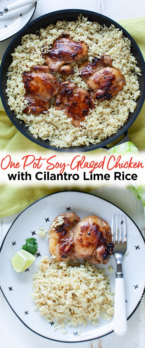 One Pot Soy-Glazed Chicken with Cilantro Lime Rice from thelittlekitchen.net
