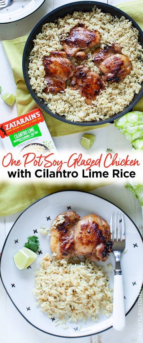 One Pot Soy-Glazed Chicken with Cilantro Lime Rice from thelittlekitchen.net