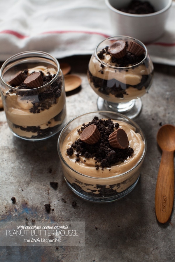 Peanut Butter Mousse with Chocolate Cookie Crumble from thelittlekitchen.net