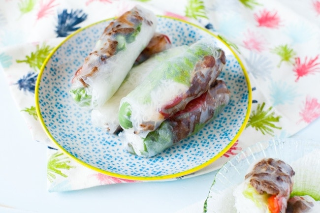 Vietnamese Spring Rolls with Grilled Lemongrass Beef from thelittlekitchen.net